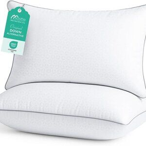 Set of 2 Pillows Certified Down Alternative Plump Hotel Quality Machine Washable